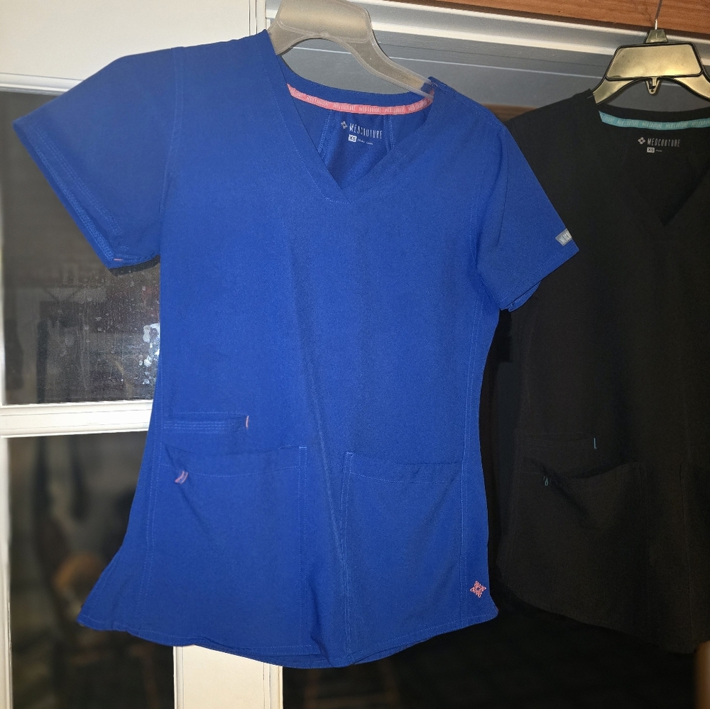 Blue V-Neck Scrub Top